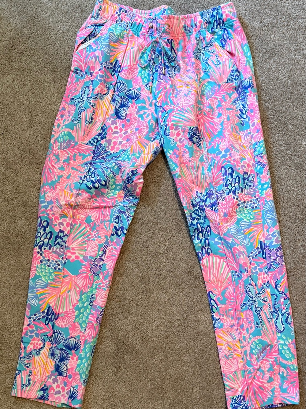 Lilly Pulitzer Pink Blue Multicolor Floral Pull-On joggers